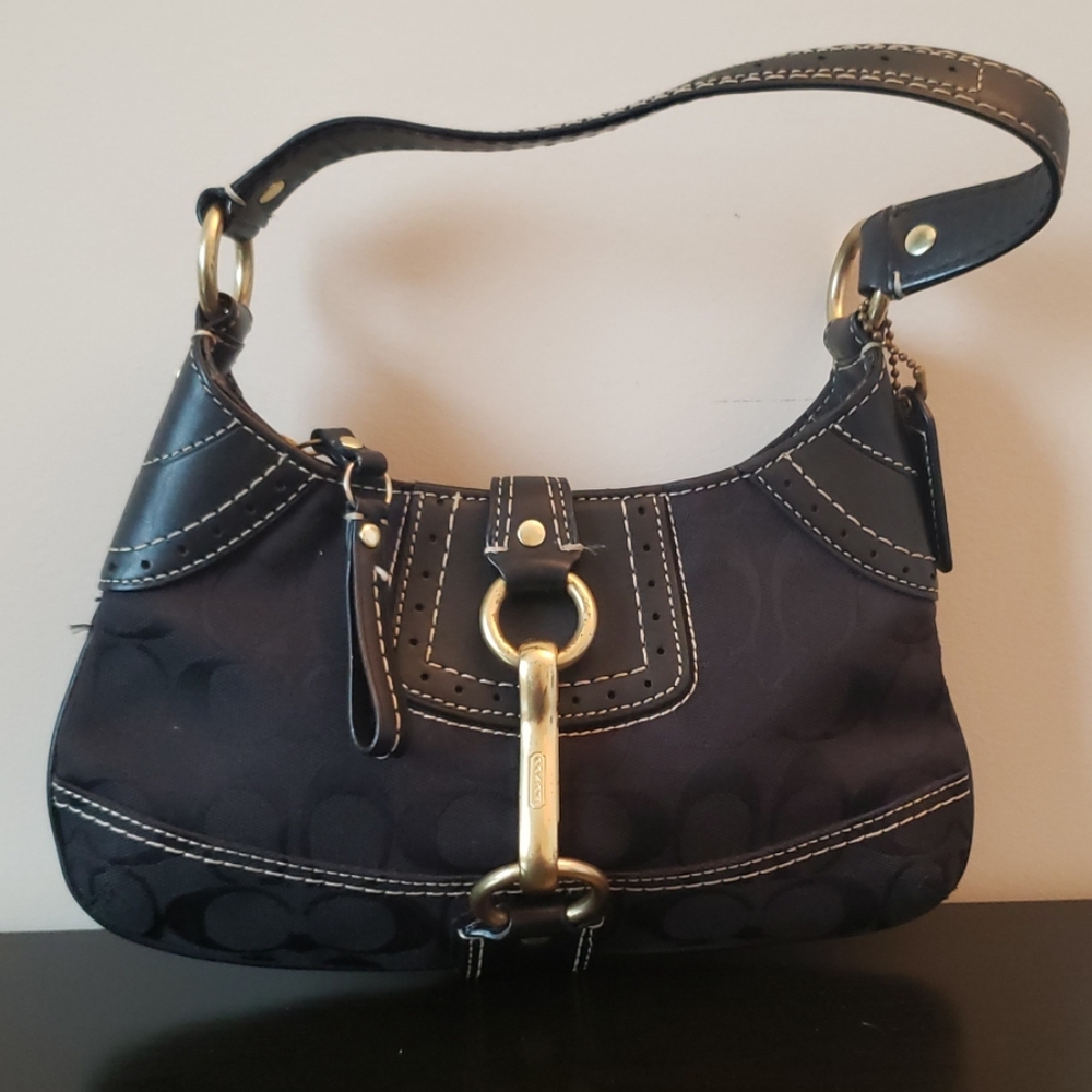 Small Logo Coach Purse Gold Accents